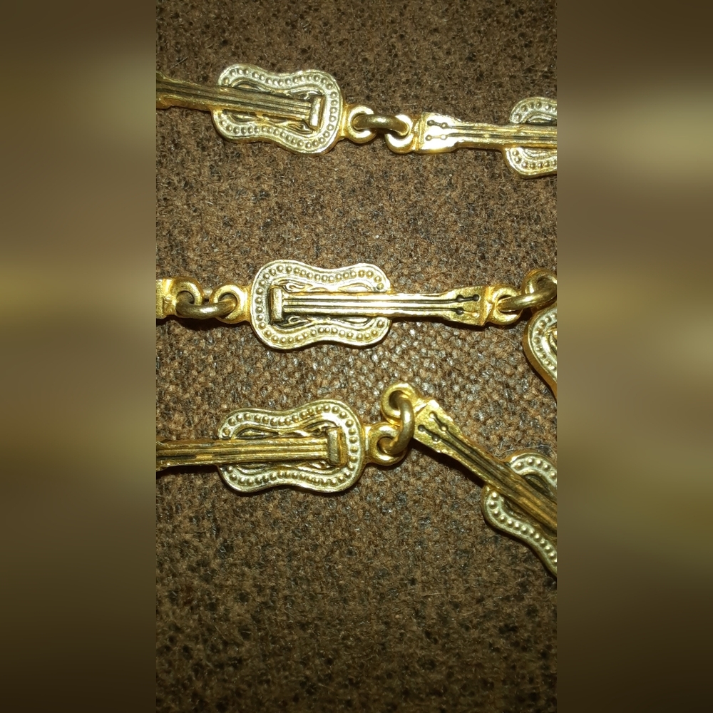 Vintage guitar toledoware type Goldtone bracelet Silvertone Accent - Picture 8 of 11